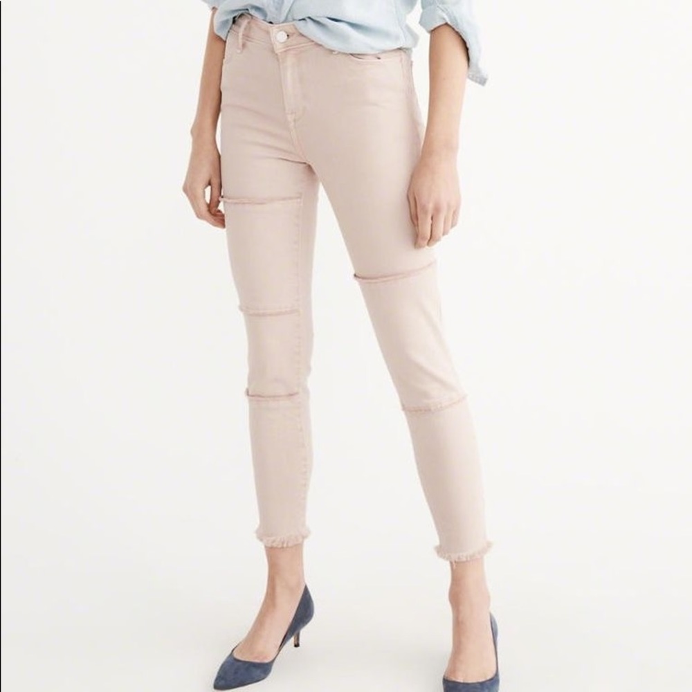 Distressed Light Pink Abercrombie Jeans